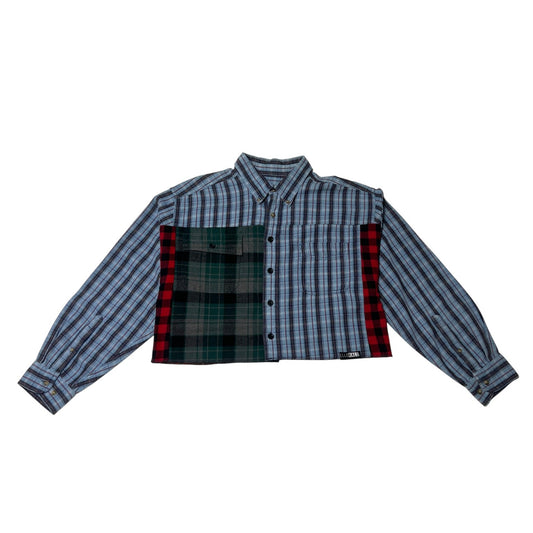 Crop Flannel in Blue & Red (L)