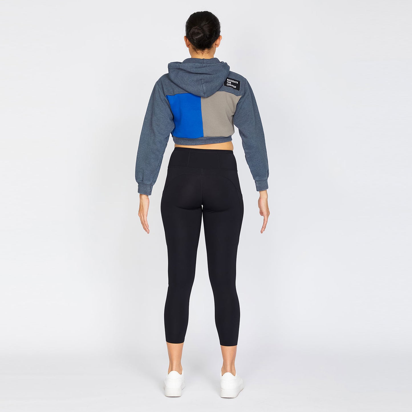 Crop Hoodie - Stone/Blue - S