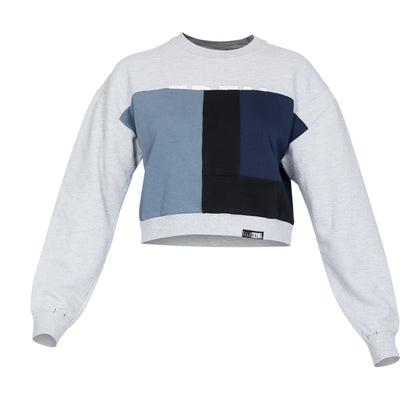 Crop Sweatshirt - Silver/Black - L