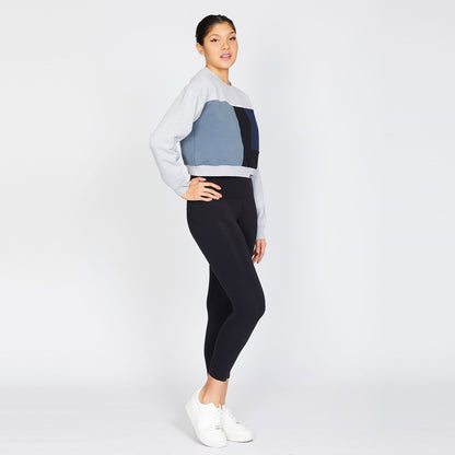 Crop Sweatshirt - Silver/Black - L