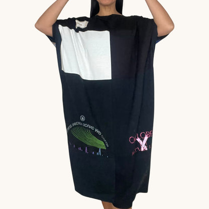 Fly T-shirt Dress in Black, Pink, Red, Yellow & Grey (OS)