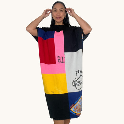 Fly T-shirt Dress in Black, Pink, Red, Yellow & Grey (OS)