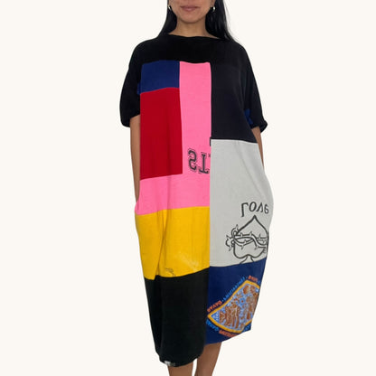 Fly T-shirt Dress in Black, Pink, Red, Yellow & Grey (OS)