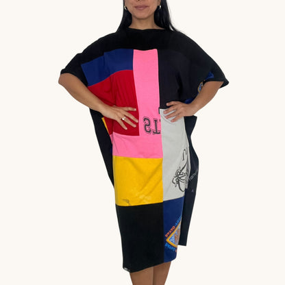 Fly T-shirt Dress in Black, Pink, Red, Yellow & Grey (OS)