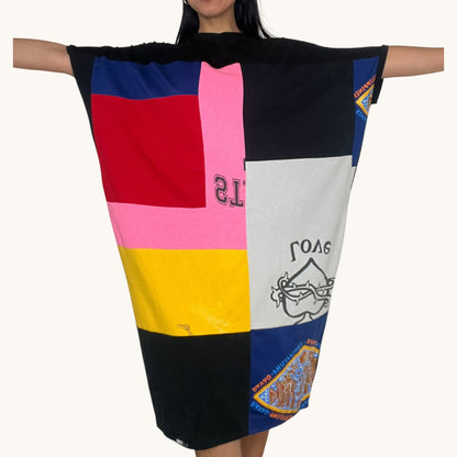 Fly T-shirt Dress in Black, Pink, Red, Yellow & Grey (OS)
