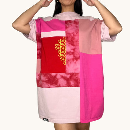 Oversized T-shirt in Pink & Red Mixed