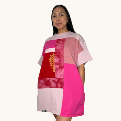 Oversized T-shirt in Pink & Red Mixed