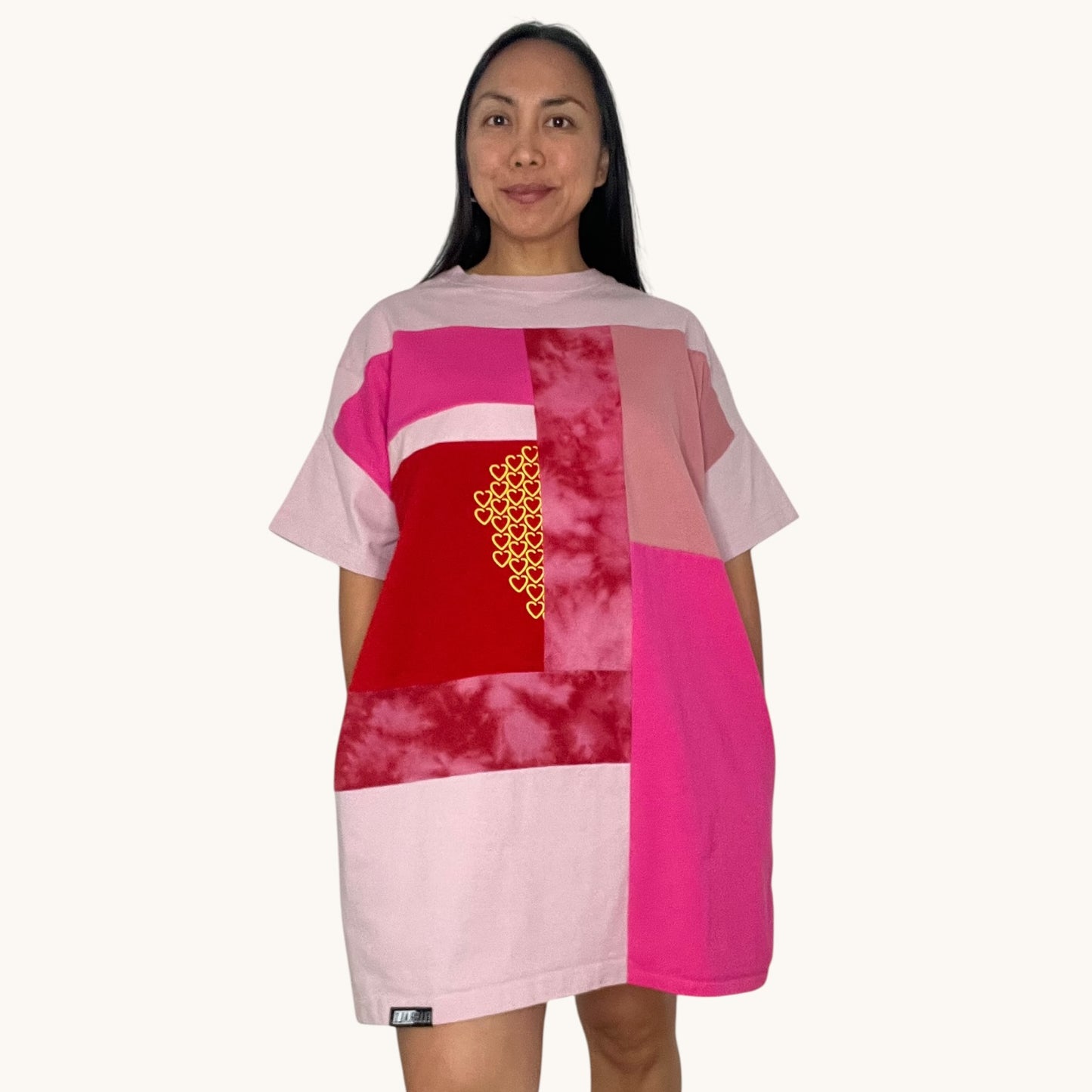 Oversized T-shirt in Pink & Red Mixed
