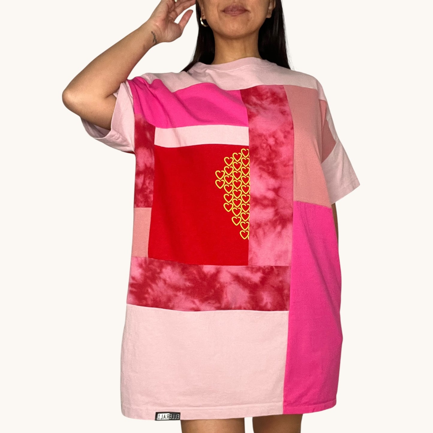 Oversized T-shirt in Pink & Red Mixed