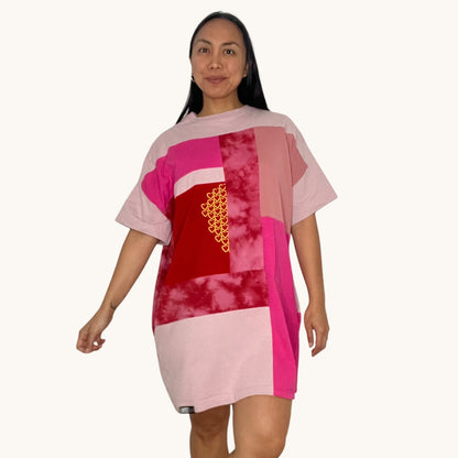 Oversized T-shirt in Pink & Red Mixed