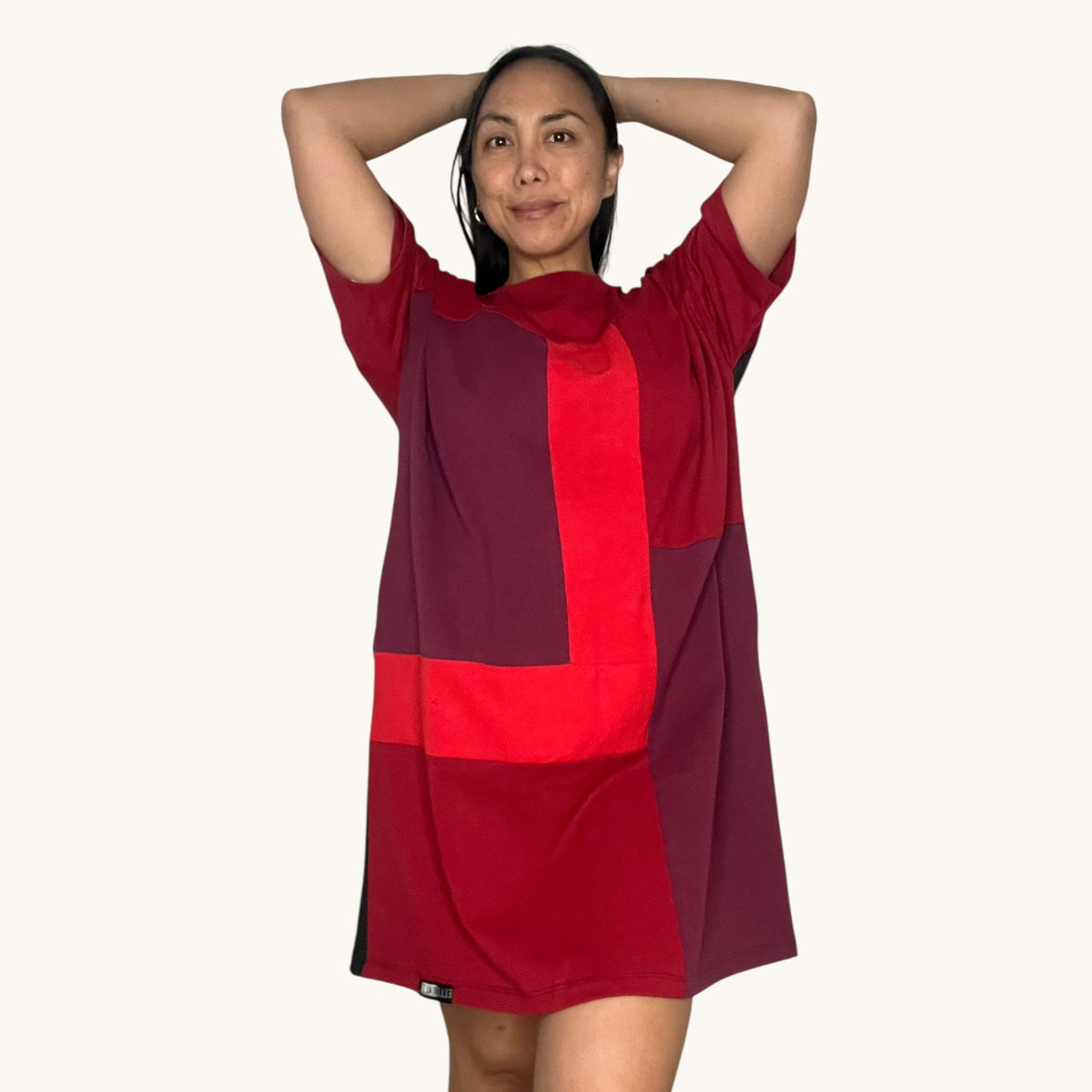 Oversized T-shirt in Red & Red with Pockets 3