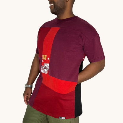 Oversized T-shirt in Red & Red with Pockets 2
