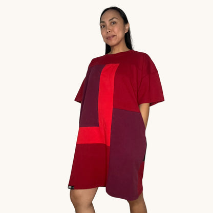 Oversized T-shirt in Red & Red with Pockets 3