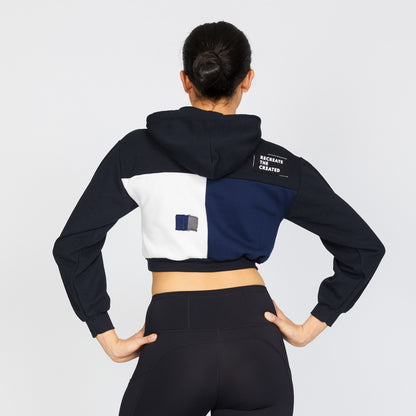 Crop Hoodie - Black/Snow - S