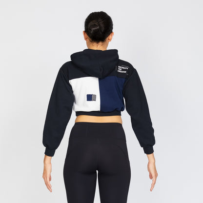 Crop Hoodie - Black/Snow - S