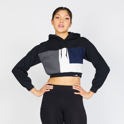Crop Hoodie - Black/Snow - S