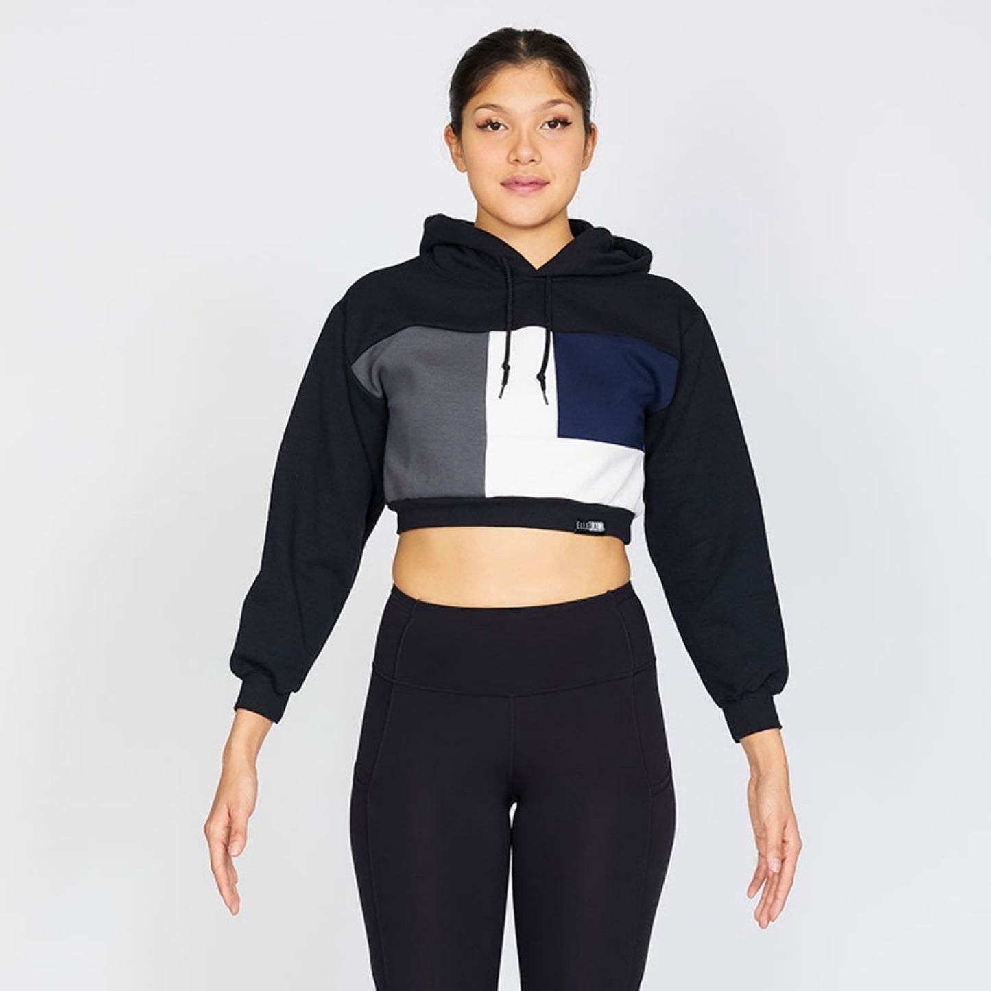 Crop Hoodie - Black/Snow - S