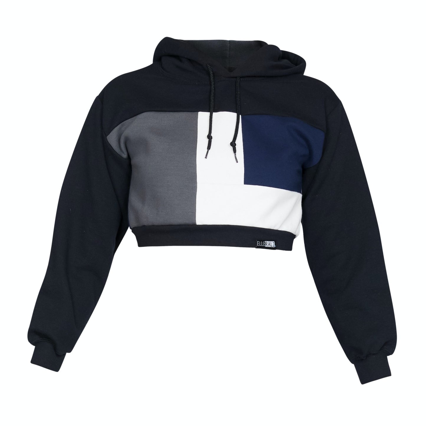 Crop Hoodie - Black/Snow - S