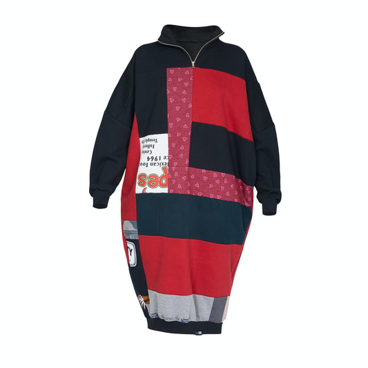 Fly Dress Made From Upcycled Sweatshirts with Hearts