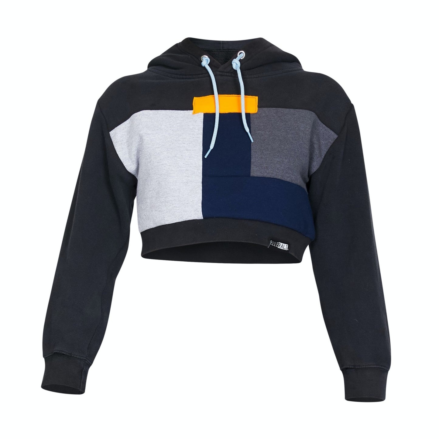 Crop Hoodie - Black/Navy - S