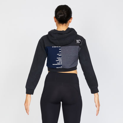 Crop Hoodie - Black/Navy - S