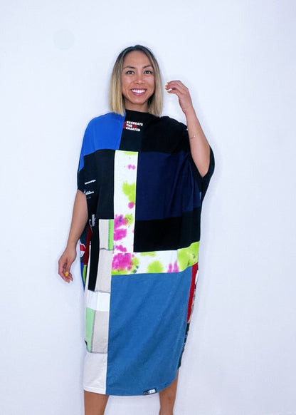 Founder's Originals Fly T-shirt Dress in Black & Tie Dyed (OS)