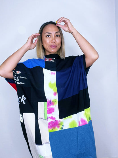 Founder's Originals Fly T-shirt Dress in Black & Tie Dyed (OS)