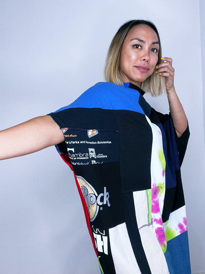 Founder's Originals Fly T-shirt Dress in Black & Tie Dyed (OS)