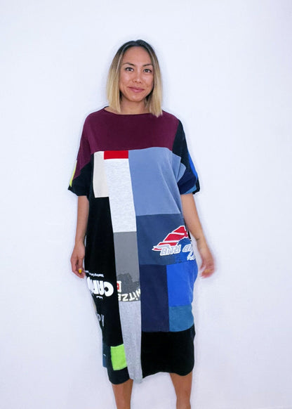 Founder's Originals Fly T-shirt Dress in Black & Tie Dyed (OS)