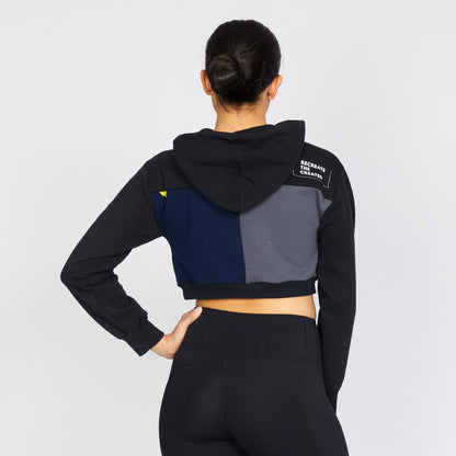 Crop Hoodie - Black/Midnight - S