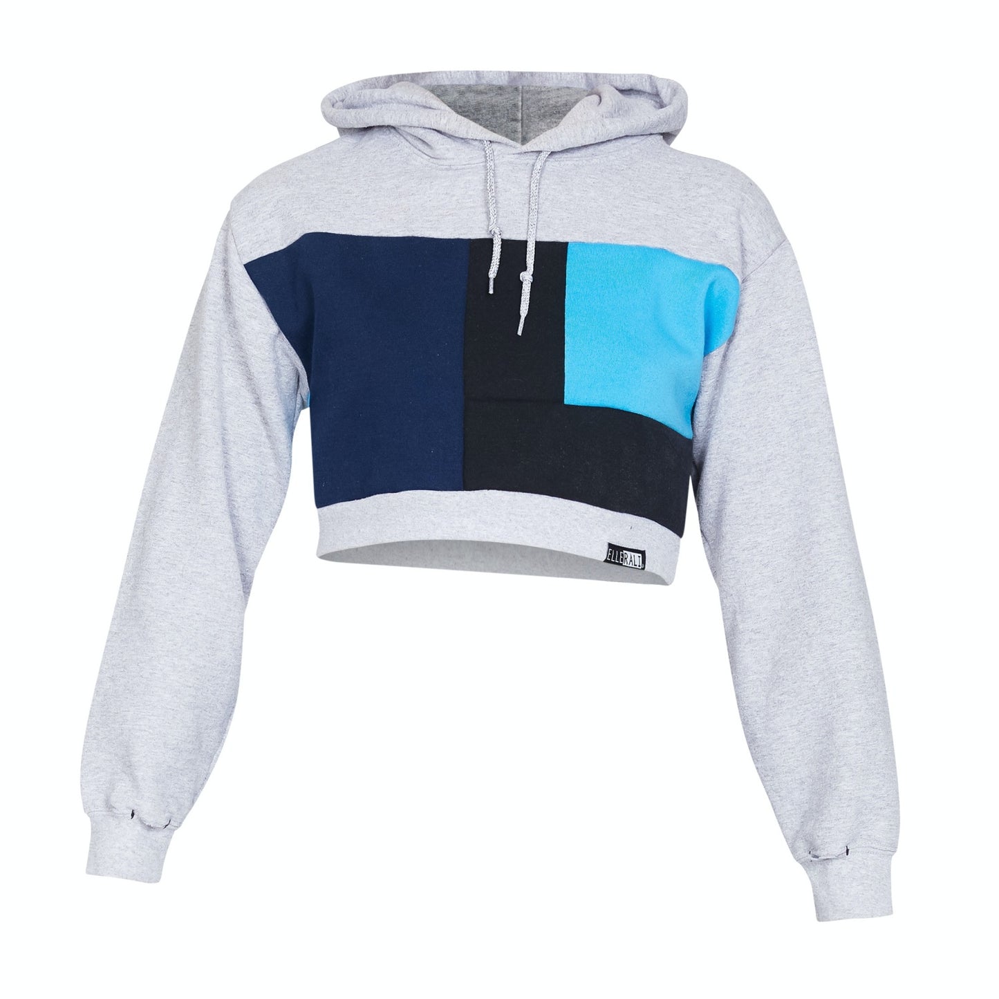 Crop Hoodie- Silver/Black - S