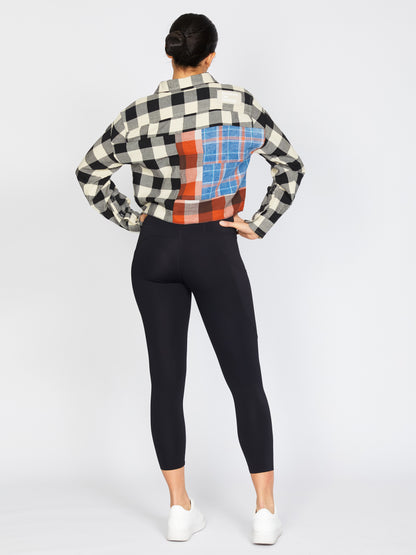 Crop Flannel in Zibra & Orange (L)