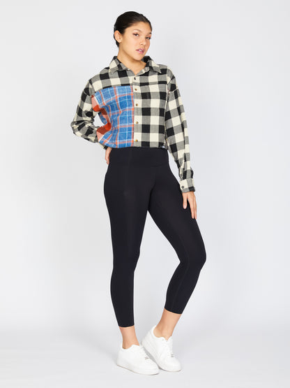 Crop Flannel in Zibra & Orange (L)