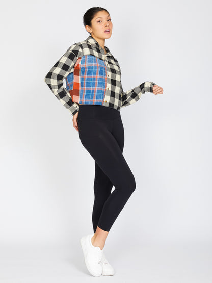 Crop Flannel in Zibra & Orange (L)