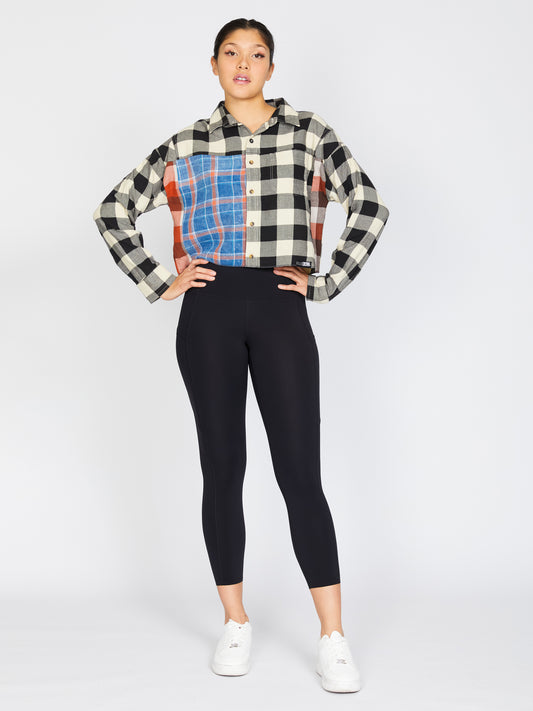 Crop Flannel in Zibra & Orange (L)