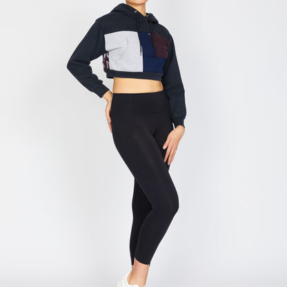 Crop Hoodie - Black/Dusk - S